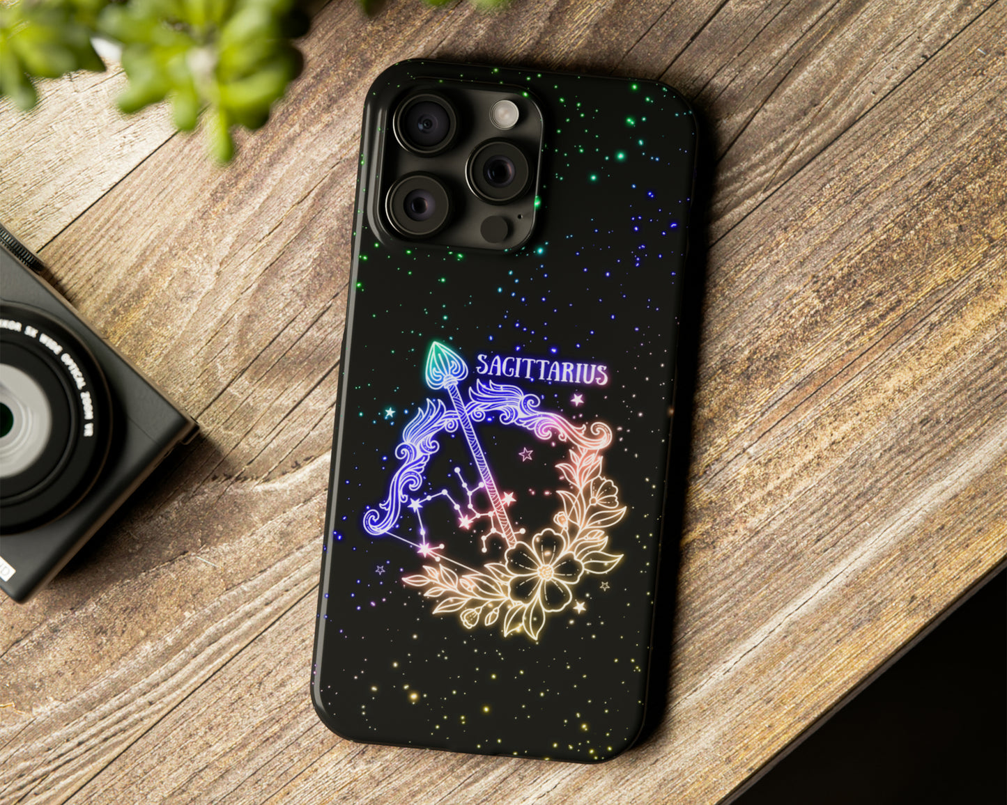 Zodiac sign glowing starry skies iPhone case
