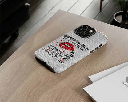 Capricorn Zodiac sign Girls I can be mean black graffiti on white brick wall iPhone case