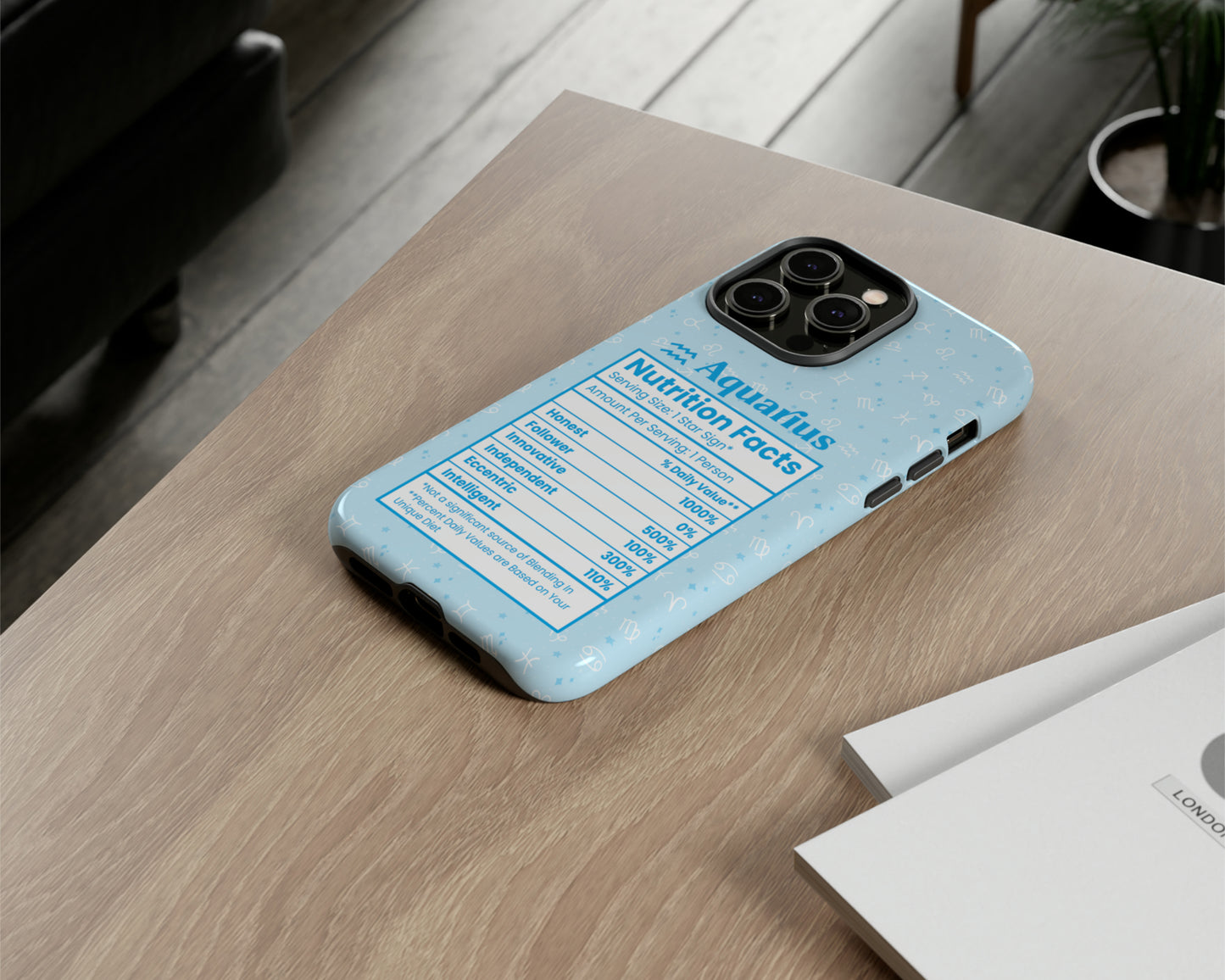 Aquarius Zodiac sign nutrition facts label iPhone case