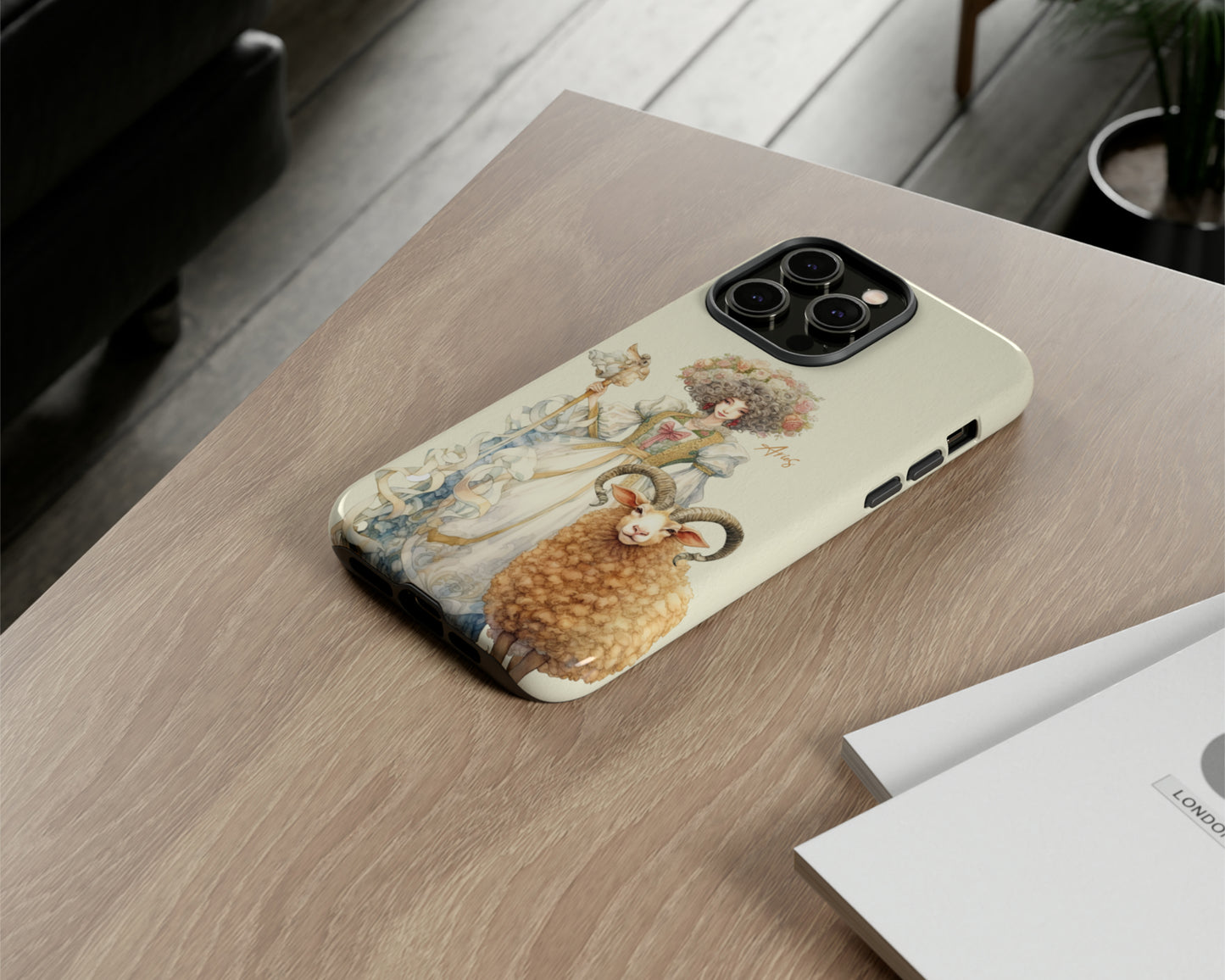 Aries Zodiac sign watercolor Goddess iPhone case