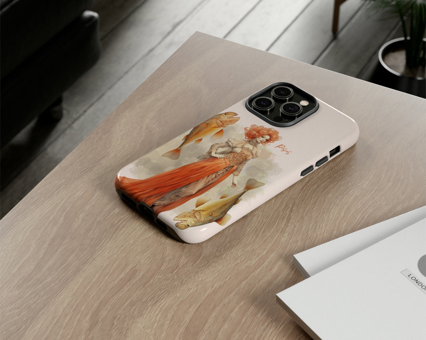 Pisces Zodiac sign watercolor Goddess iPhone case