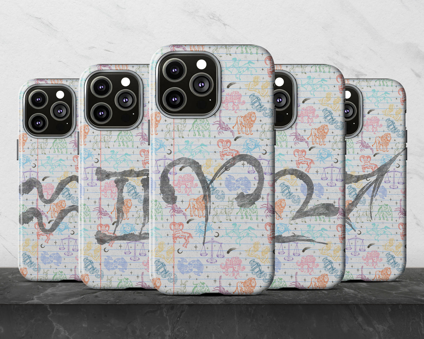 Virgo Zodiac sign colorful drawings on notebook iPhone case