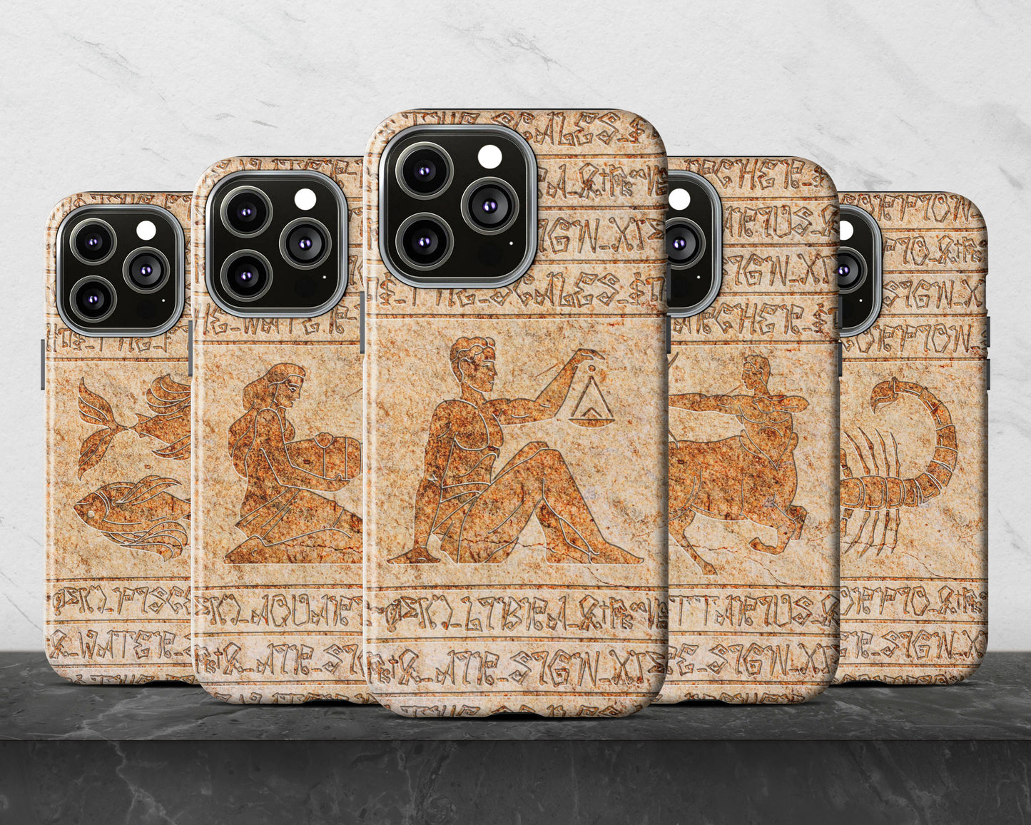 Virgo Zodiac ancient hieroglyphics on stone iPhone case
