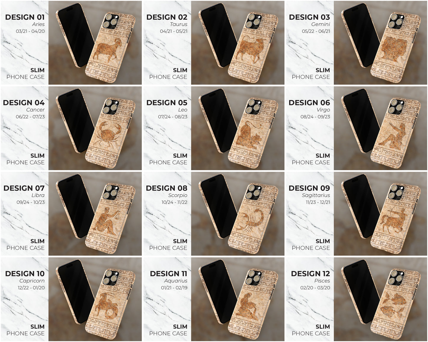 Zodiac ancient hieroglyphics on stone iPhone case