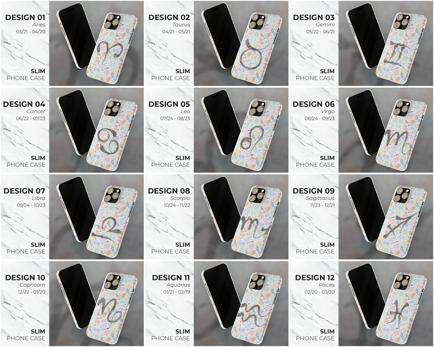 Zodiac sign colorful drawings on notebook iPhone case