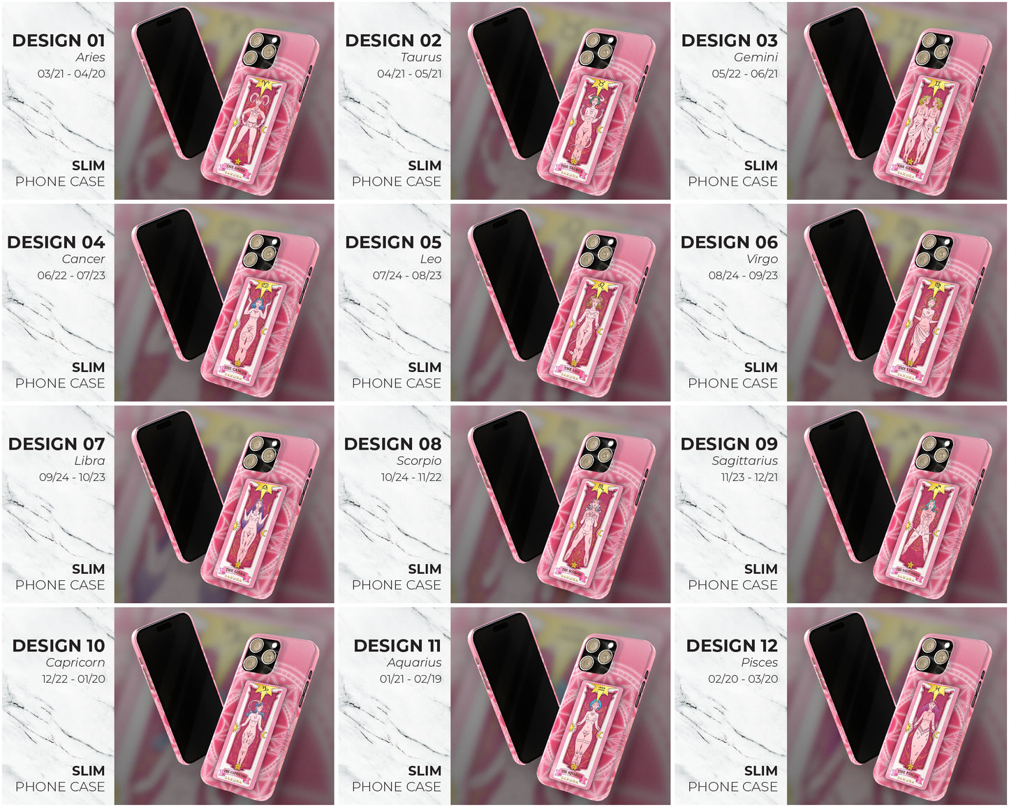 Zodiac sign Sakura cards on magic circle anime iPhone case