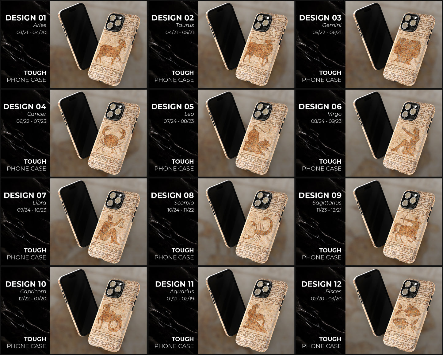 Zodiac ancient hieroglyphics on stone iPhone case