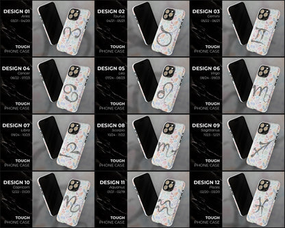 Zodiac sign colorful drawings on notebook iPhone case