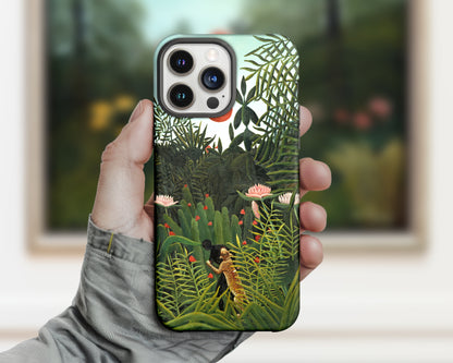Henri Rousseau - Virgin Forest with Sunset iPhone case