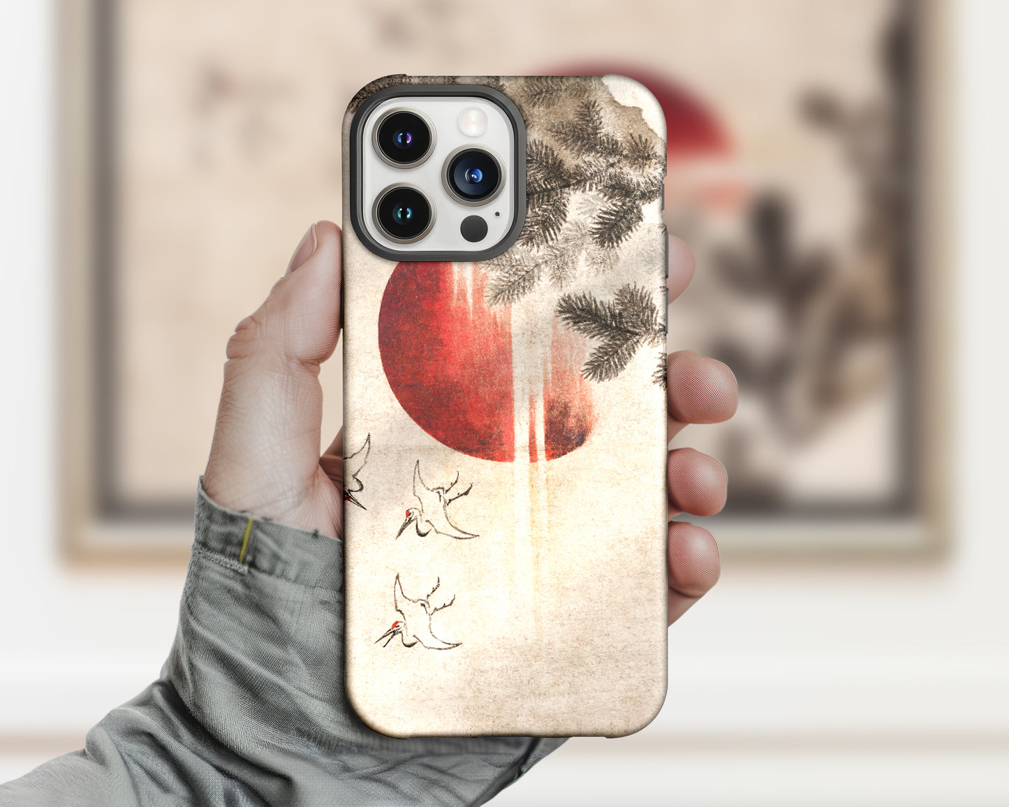 Katsushika Hokusai - Birds and Sunset iPhone case