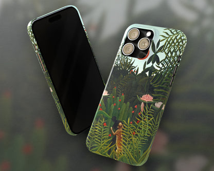 Henri Rousseau - Virgin Forest with Sunset iPhone case