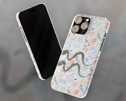 Aquarius Zodiac sign colorful drawings on notebook iPhone case