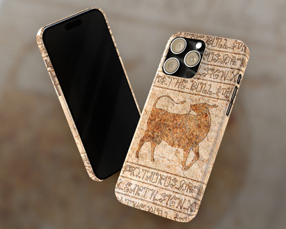Taurus Zodiac ancient hieroglyphics on stone iPhone case