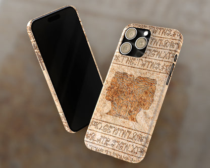 Gemini Zodiac ancient hieroglyphics on stone iPhone case