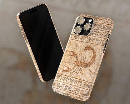 Scorpio Zodiac ancient hieroglyphics on stone iPhone case