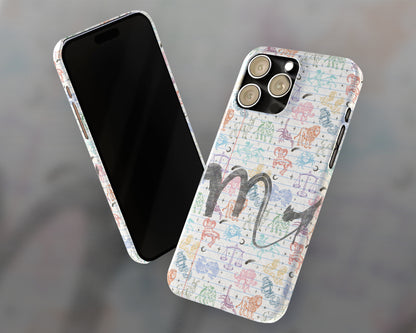 Scorpio Zodiac sign colorful drawings on notebook iPhone case