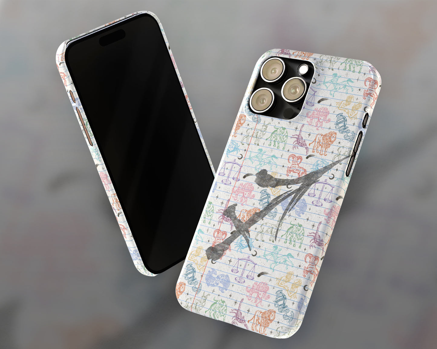 Sagittarius Zodiac sign colorful drawings on notebook iPhone case