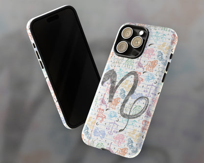 Capricorn Zodiac sign colorful drawings on notebook iPhone case