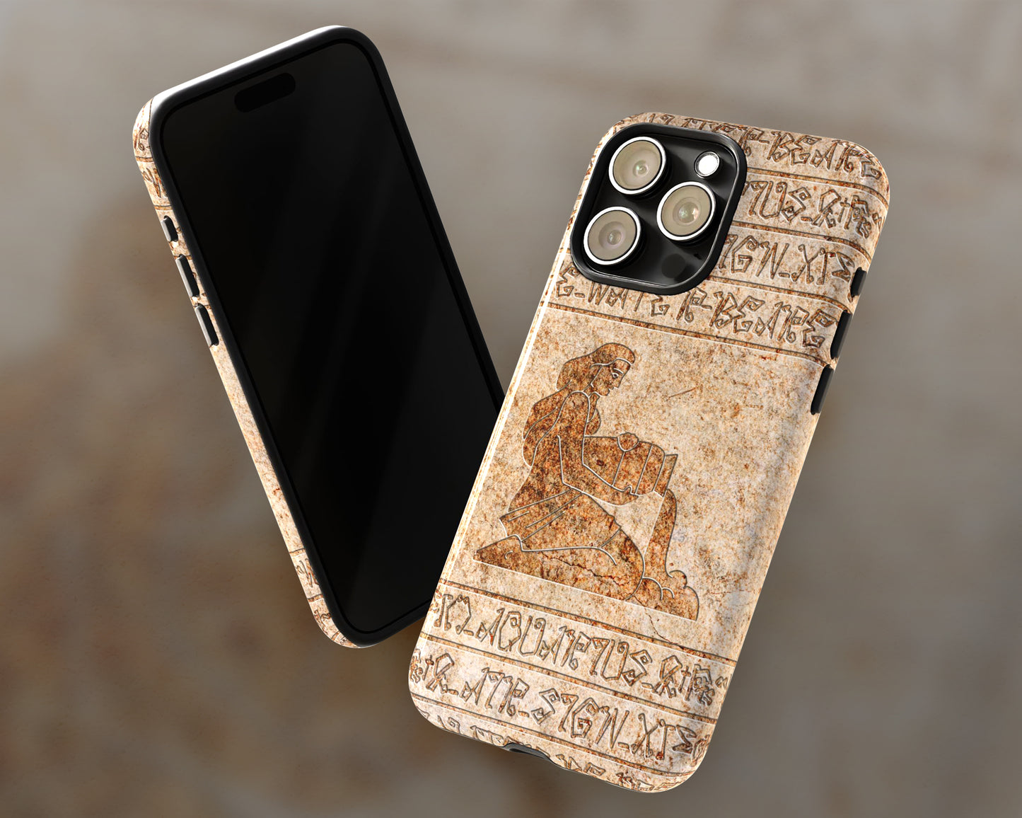 Aquarius Zodiac ancient hieroglyphics on stone iPhone case