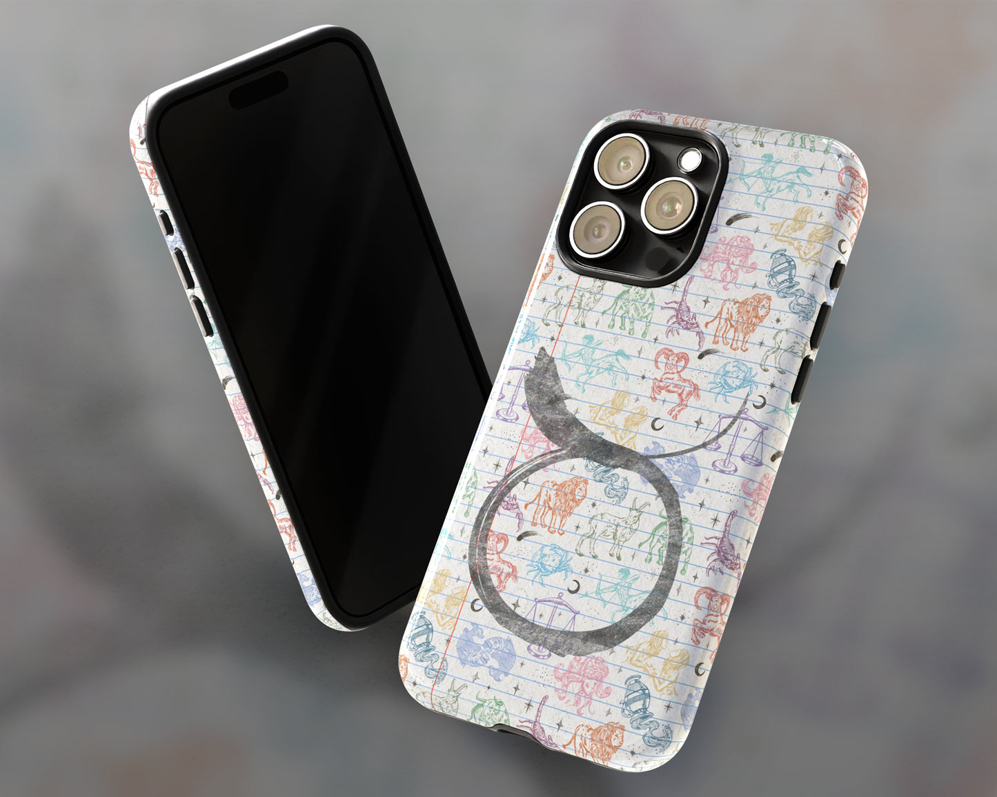 Taurus Zodiac sign colorful drawings on notebook iPhone case