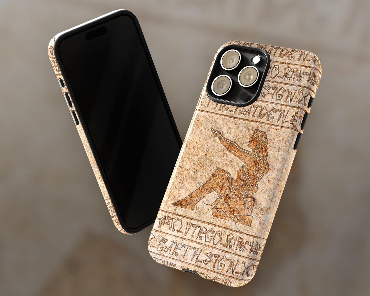 Virgo Zodiac ancient hieroglyphics on stone iPhone case