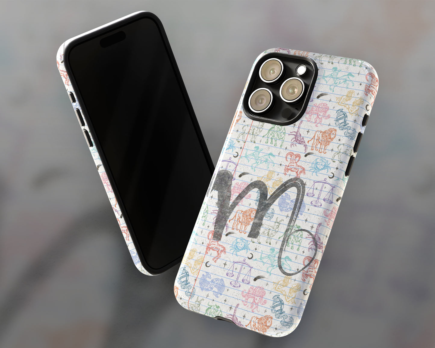 Virgo Zodiac sign colorful drawings on notebook iPhone case