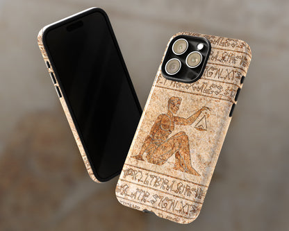 Libra Zodiac ancient hieroglyphics on stone iPhone case