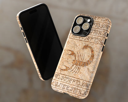 Scorpio Zodiac ancient hieroglyphics on stone iPhone case