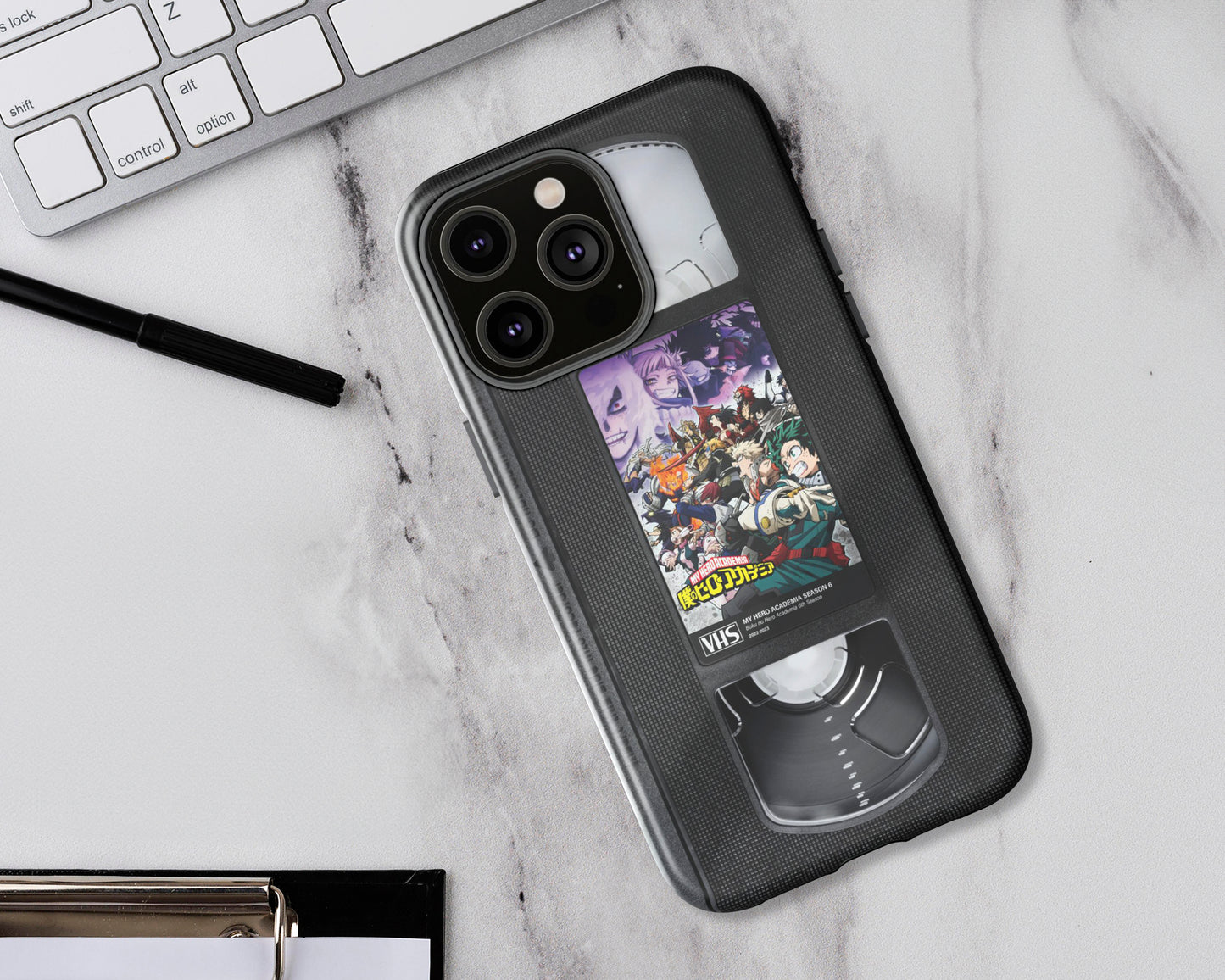 Anime poster label on VHS tape iPhone case