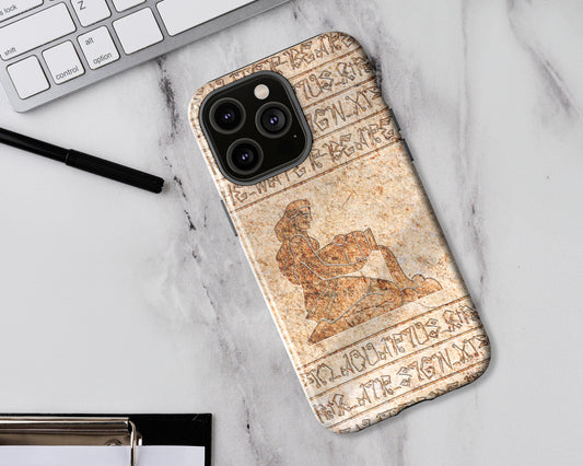 Aquarius Zodiac ancient hieroglyphics on stone iPhone case
