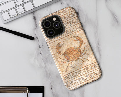 Cancer Zodiac ancient hieroglyphics on stone iPhone case