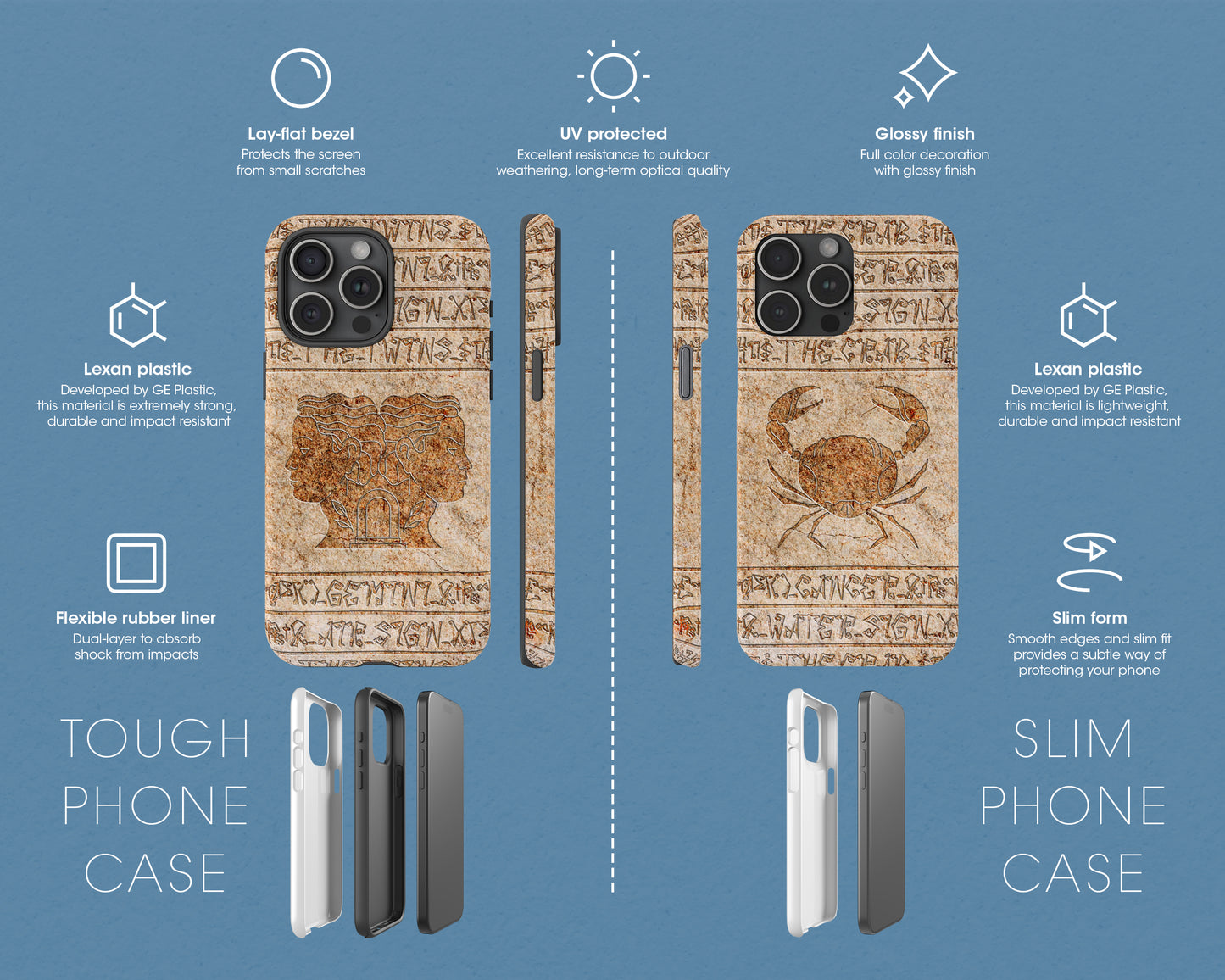 Zodiac ancient hieroglyphics on stone iPhone case