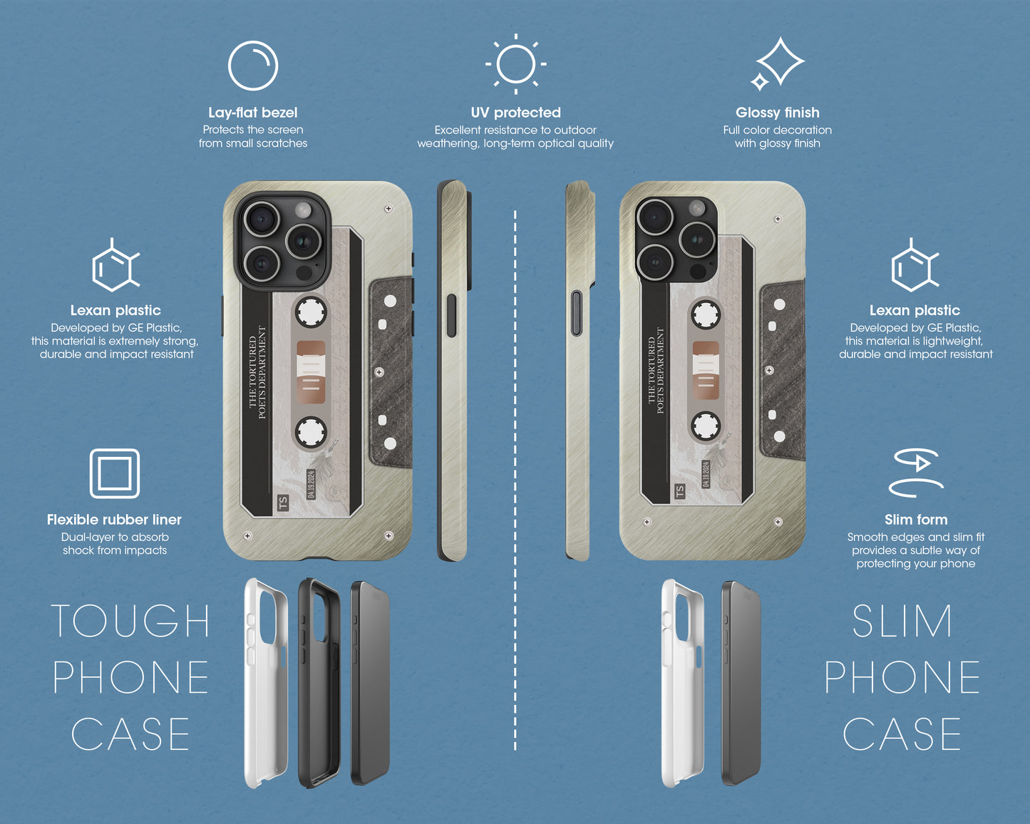 Tortured Poets era cassette tape iPhone case