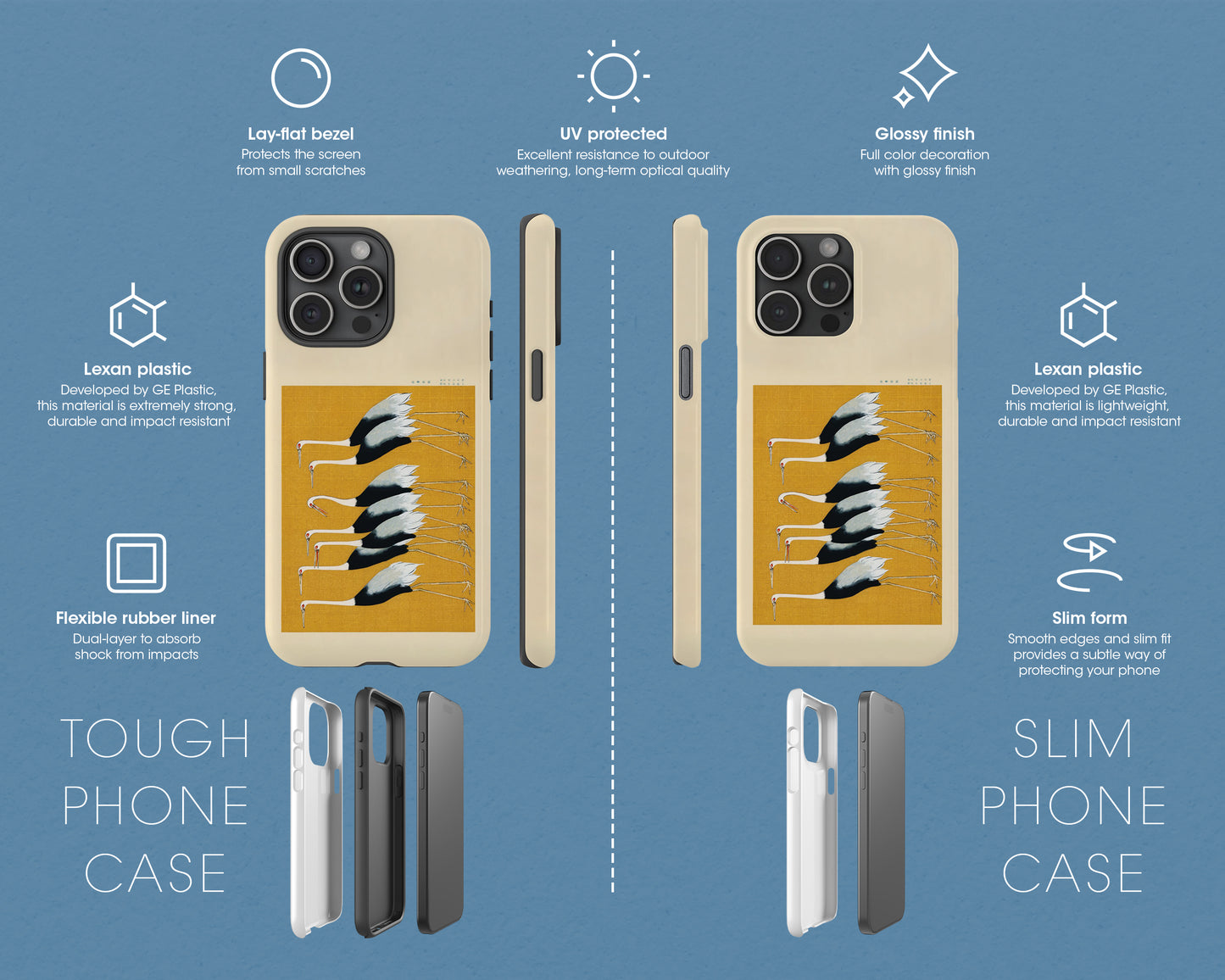 Ogata Korin - A Traditional Portrait of a Flock of Beautiful Japanese Red Crown Crane iPhone case