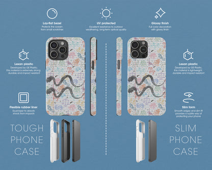 Aquarius Zodiac sign colorful drawings on notebook iPhone case