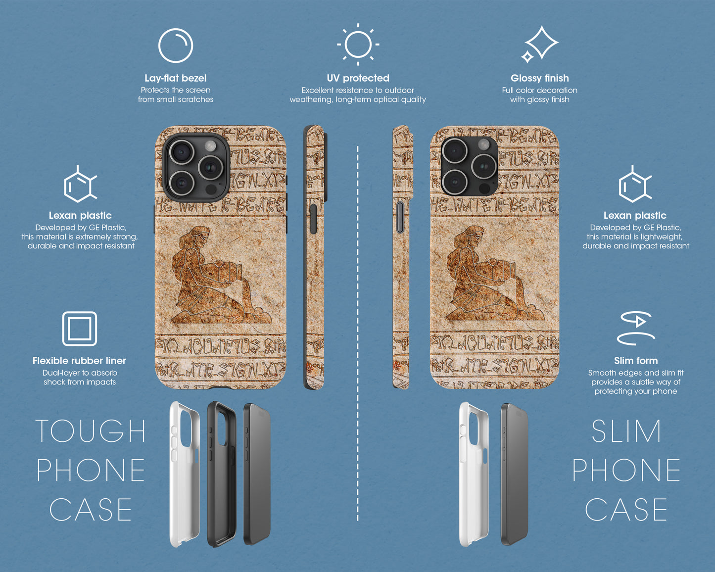 Aquarius Zodiac ancient hieroglyphics on stone iPhone case