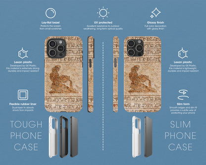 Aquarius Zodiac ancient hieroglyphics on stone iPhone case