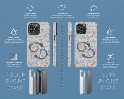 Cancer Zodiac sign colorful drawings on notebook iPhone case