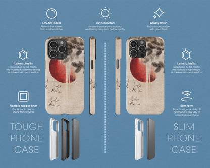 Katsushika Hokusai - Birds and Sunset iPhone case