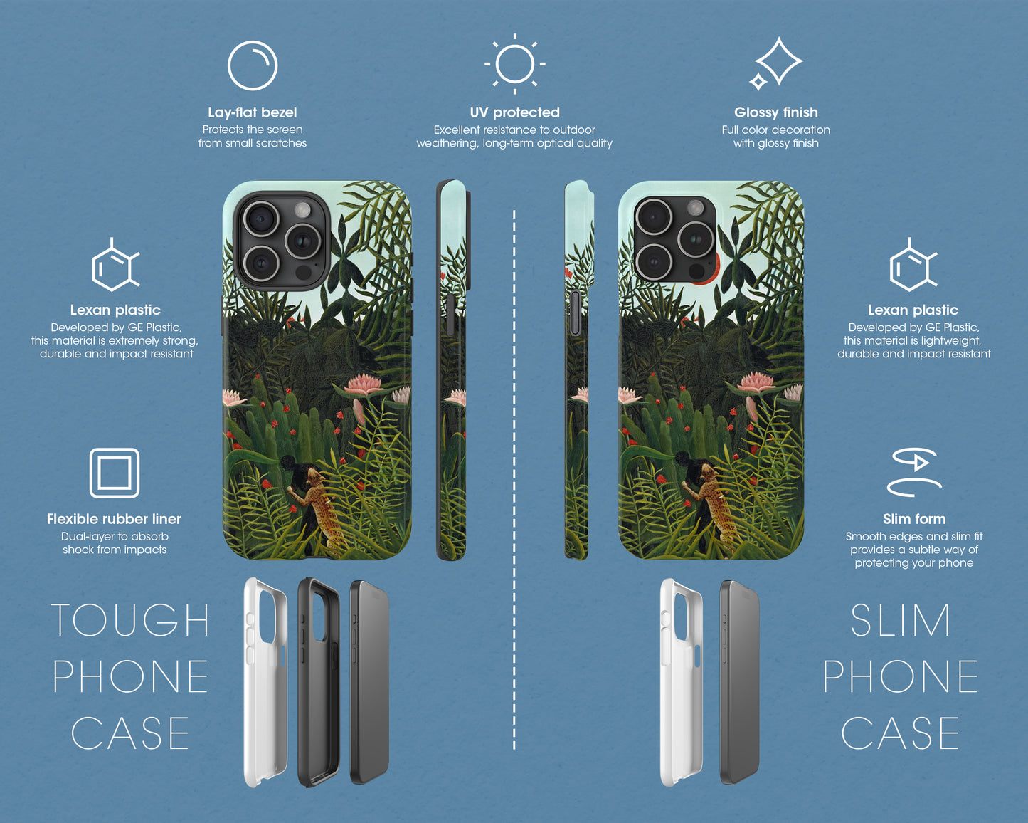 Henri Rousseau - Virgin Forest with Sunset iPhone case