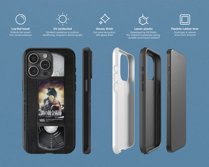 Anime poster label on VHS tape iPhone case