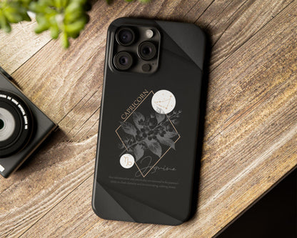 Zodiac sign birth flowers on black papers iPhone case