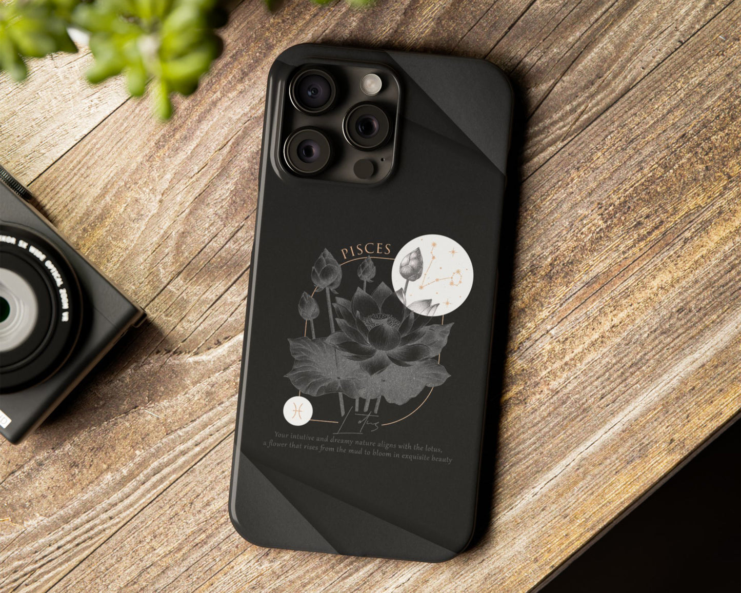 Zodiac sign birth flowers on black papers iPhone case