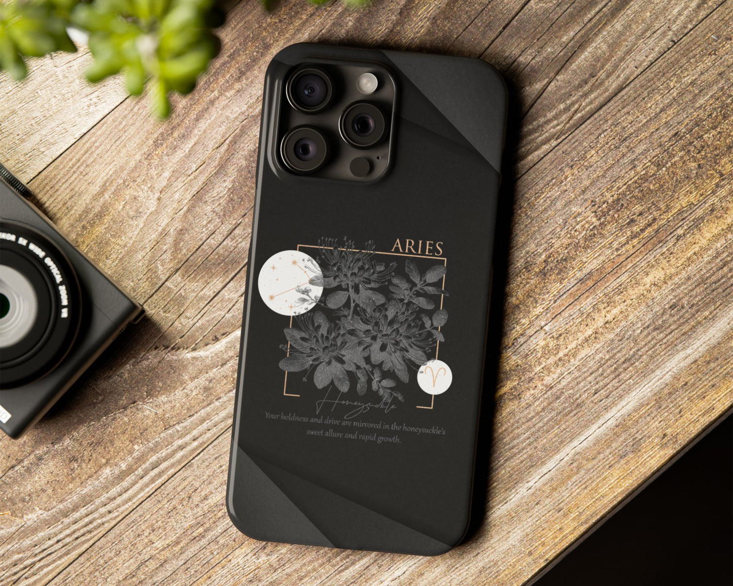 Zodiac sign birth flowers on black papers iPhone case