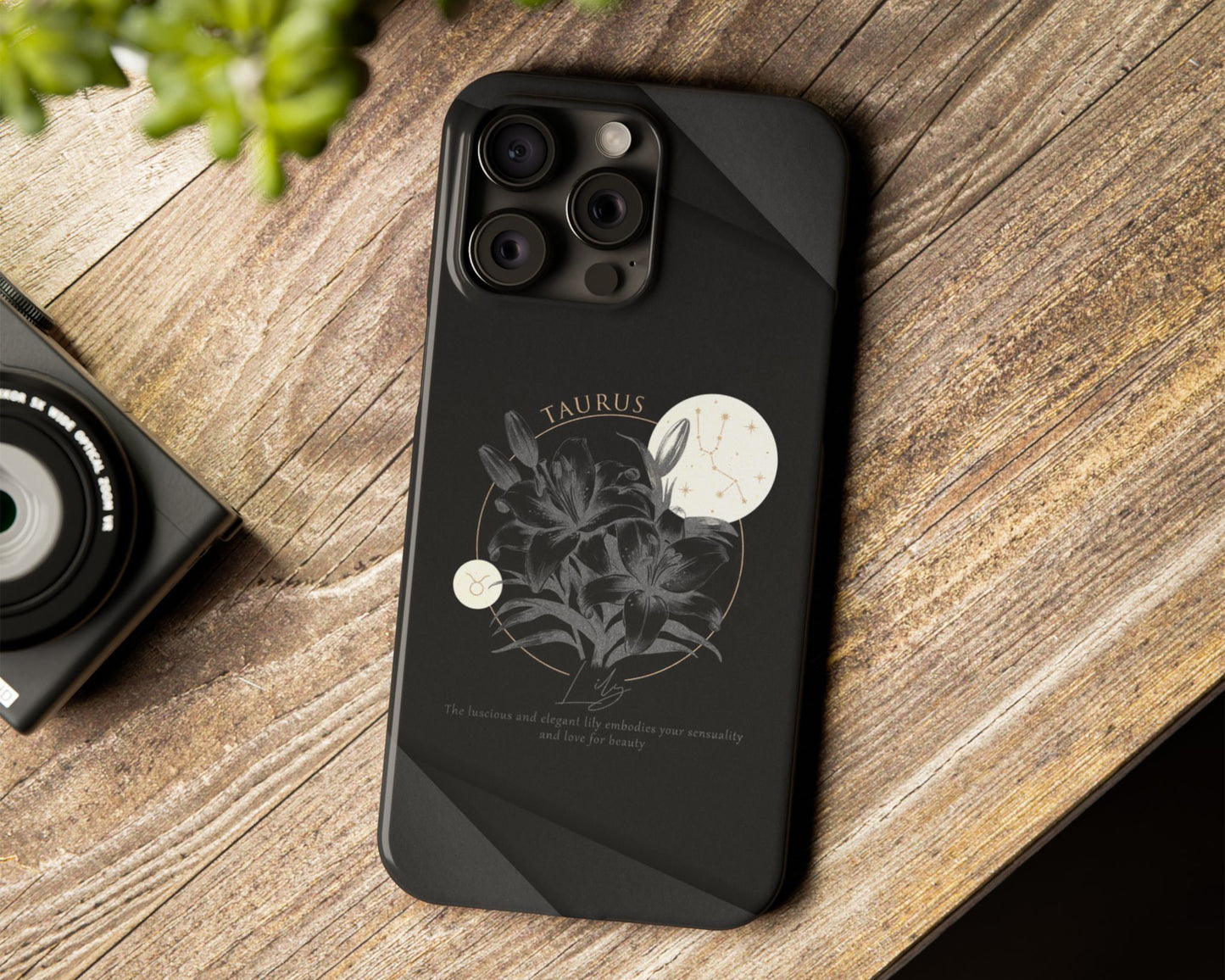 Zodiac sign birth flowers on black papers iPhone case