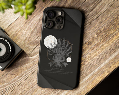 Zodiac sign birth flowers on black papers iPhone case