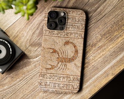 Scorpio Zodiac ancient hieroglyphics on stone iPhone case