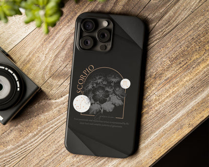 Zodiac sign birth flowers on black papers iPhone case