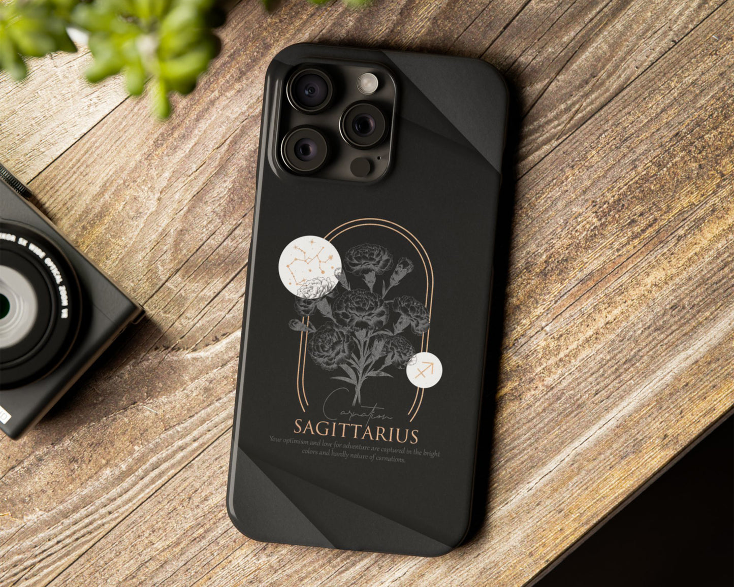 Zodiac sign birth flowers on black papers iPhone case