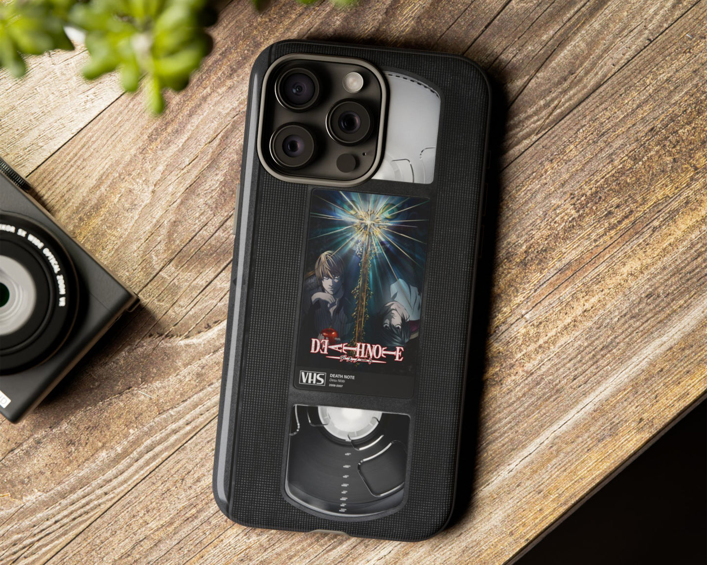 Anime poster label on VHS tape iPhone case